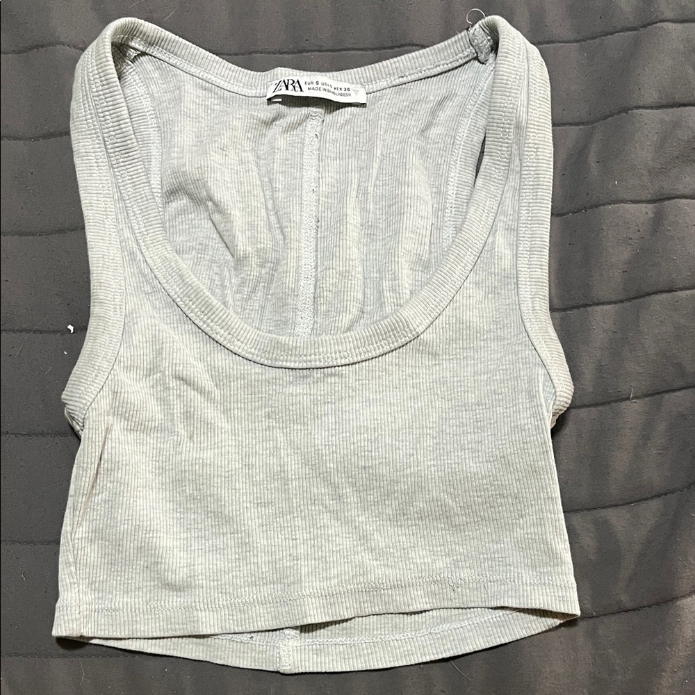 Zara Light Gray Ribbed Tank Top
